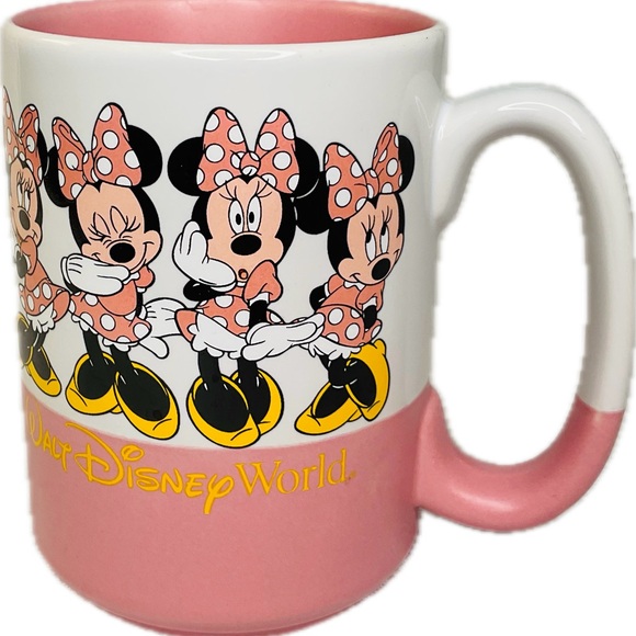 Disney Other - Disney Minnie Mouse Pink and White Mug with Yellow Accents